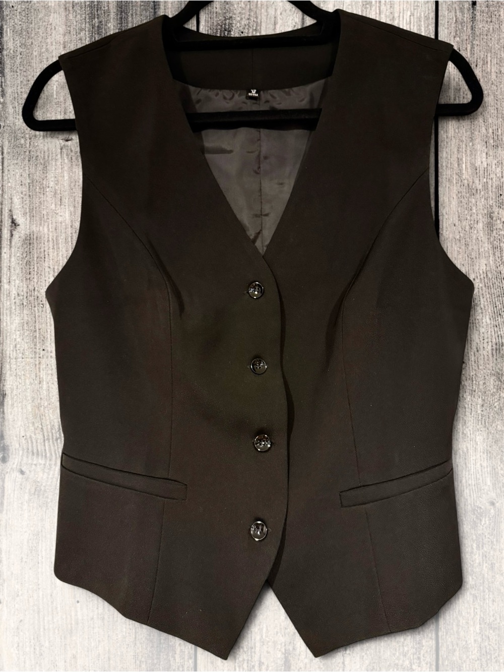 Amazon Women's Black Tailored Button-Front Vest